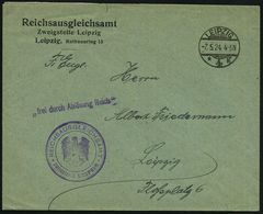 LEIPZIG/ *4g 1924 (7.5.) 1K-Gitter + Viol. 1L: "frei Durch Ablösung Reich" + Viol. 3K-HdN: REICHSAUSGLEICHSAMT/ ZWEIGSTE - Altri & Non Classificati