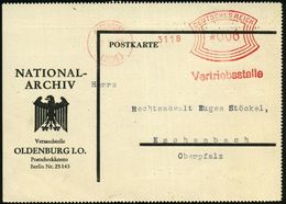 OLDENBURG/ (OLDB.)/ Vertriebsstelle 1932 (27.5.) AFS Auf Vordr.Kt.: NATIONAL-ARCHIV Versandstelle (Adler) Rs. Viol. Abs. - Otros & Sin Clasificación