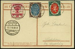 WEIMAR/ B/ NATIONAL=/ VERSAMMLUNG 1919 (17.7.) SSt 3x A. Nat.-Vers.10 Pf. Bis 25 Pf. (Mi.107/09) Auf Color-Sonderkarte:  - Altri & Non Classificati