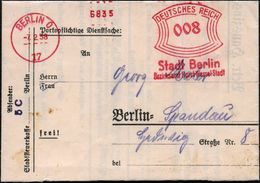 BERLIN O/ 17/ Stadt Berlin/ Bezirksamt Horst Wessel-Stadt 1938 (7.2.) AFS Auf Falt-Orts-Dienst-Bf. (mit Inhalt: Stadt-st - Other & Unclassified