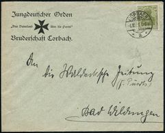 Korbach 1921 (6.10.) 1K-Gitter: CORBACH/* A * Auf Vordr.-Bf.: Jungdeutscher Orden "Das Vaterland über Die Partei!", Brud - Altri & Non Classificati