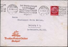 STUTTGART/ *1*/ Auf Briefsendungen/ N.Stuttgart.. 1936 (2.7.) BdMWSt Auf Dienst-Bf.: Deutsches Auslands-Institut (Hansek - Autres & Non Classés