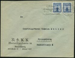 Braunschweig 1 1938 (23.4.) Dienst-Bf.: N.S.K.K. Motorstandarte 58.., Paar 4 Pf. Parteidienst (Mi.D 146 MeF) MWSt.: BRAU - Autres & Non Classés