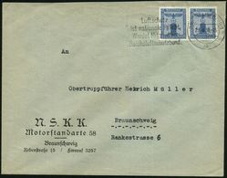 Braunschweig 1 1938 (23.4.) Dienst-Bf.: N.S.K.K. Motorstandarte 58.., Paar 4 Pf. Parteidienst (Mi.D 146 MeF) MWSt.: BRAU - Sonstige & Ohne Zuordnung