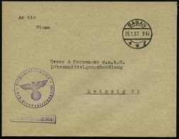 SAGAN/ **f 1937 (23.1.) 1K-Brücke + Viol. 1K-HdN: Reichsarbeitsdienst/ Arb. Dienstabt. 1-105 + Ra.: FdAR, Inl.-Dienst-Bf - Autres & Non Classés