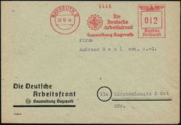 BAYREUTH 2/ Die/ Deutsche/ Arbeitsfront/ Gauwaltung Bayreuth 1944 (22.12.) AFS (DAF-Logo) Klar Gest., Später Vordr.-Bf.: - Andere & Zonder Classificatie