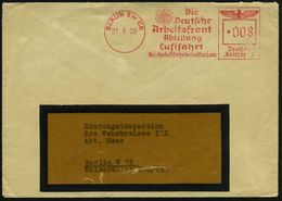 BERLIN SW 68/ Die/ Deutsche/ Arbeitsfront/ Abteilung/ Luftfahrt/ Reichsluftfahrtministerium 1938 (21.1.) Seltener AFS (D - Otros & Sin Clasificación