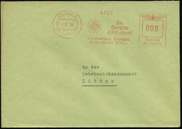 ZITTAU 1/ Die/ Deutsche/ Arbeitsfront/ Gauwaltung Sachsen.. 1939 (1.2.) AFS (DAF-Logo) Wehrmachts-Dienstbf.! (Dü.E-5CGh) - Other & Unclassified