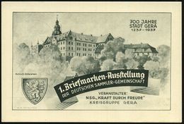 GERA/ 1.Briefm.-Ausst/ Geposta.. 1937 (22.8.) SSt (Rathausturm) Auf Passender PP 6 Pf. Hindenbg.: 700 JAHRE.. GERA, Schl - Andere & Zonder Classificatie