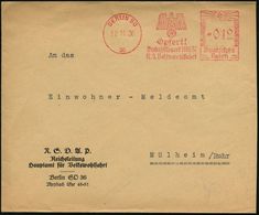 BERLIN SO/ 36/ Opfert!/ Winterhilfswerk 1936-37/ N.S.Volkswohlfahrt 1936 (12.11.) Seltener AFS (WHW-Adler) Auf Dienst-Fe - Andere & Zonder Classificatie