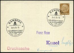 BAMBERG/ 1.Großführerlager/ Der HJ. Bayer.Ostmark 1939 (28.5.) SSt (HJ-Logo) Auf PP 3 Pf. Hindenbg. (blanco, Mi.PP 122/A - Sonstige & Ohne Zuordnung