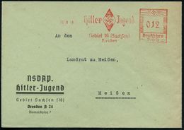 (DRESDEN A 24)/ Hitler Jugend/ Gebiet 16 (Sachsen)/ Dresden 1940 (30.10.) Seltener AFS "Hakenkreuz"  O H N E  Ortsstempe - Other & Unclassified