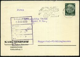 HANNOVER 1/ Sz/ Heldt/ Der/ Jugend/ Heime/ Bauen! 1939 (5.5.) Seltener MWSt , Teils Sütterlin (HJ-Abzeichen) Firmen-Kt.  - Other & Unclassified