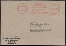 KATTOWITZ (OBERSCHLES) 1/ NSDAP/ Gauleitung Oberschlesien/ ..NSV/ Werde Mitglied Des NSV 1943 (18.3.) AFS (NSV-Monogr.)  - Autres & Non Classés