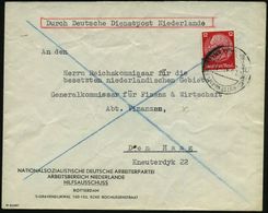 DT.BES.NIEDERLANDE 1941 (19.6.) 2K-Steg: ROTTERDAM/b/DEUTSCHE DIENSTPOST NIEDERLANDE Auf EF 12 Pf. Hindenbg. (gering Und - Autres & Non Classés