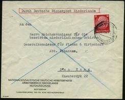 DT.BES.NIEDERLANDE 1941 (19.6.) 2K-Steg: ROTTERDAM/b/DEUTSCHE DIENSTPOST NIEDERLANDE Auf EF 12 Pf. Hindenbg. (gering Und - Altri & Non Classificati