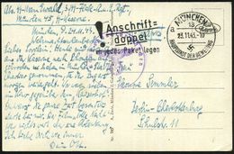 MÜNCHEN/ 13/ A/ HDB/ Anschrift=/ Doppel/ In Jedes Paket Legen 1943 (23.11.) Seltener MWSt + Viol. 1K-HdN: Kommandantur M - Andere & Zonder Classificatie