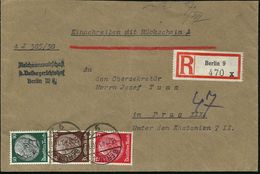 BERLIN W/ 9/ P 1940 (13.12.) 1K-Brücke 2x Auf Dreifarben-Frankatur 10 Pf., 12 Pf. U. 50 Pf. Hindenburg + RZ: Berlin 9/x  - Andere & Zonder Classificatie