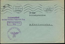 BÖHMEN & MÄHREN 1942 (6.10.) BdMaSt.: PRAG 66/PRAHA 66 + Viol. 2L: Staatsanwaltschaft/bei Dem Deutschen Land-gericht Pra - Andere & Zonder Classificatie