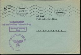 BÖHMEN & MÄHREN 1942 (6.10.) BdMaSt.: PRAG 66/PRAHA 66 + Viol. 2L: Staatsanwaltschaft/bei Dem Deutschen Land-gericht Pra - Autres & Non Classés