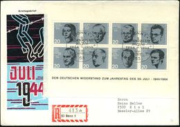 B.R.D. 1964 (20.7.) Widerstandskämpfer, Kompl.Block , EF + ET-SSt (BONN 1) + RZ: 53 Bonn 1/ab, Inl.-R-FDC-SU.!  (Mi.BL.3 - Altri & Non Classificati