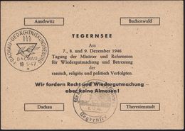 Tegernsee/ Für Die Opfer Des Faschismus 1946 (7.12.) Seltener SSt (Trauerweide, Gedenkstein, Stacheldraht) Auf Amtl. P 1 - Andere & Zonder Classificatie
