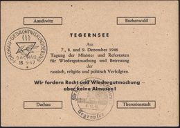 Tegernsee/ Für Die Opfer Des Faschismus 1946 (7.12.) Seltener SSt (Trauerweide, Gedenkstein, Stacheldraht) Auf Amtl. P 1 - Sonstige & Ohne Zuordnung