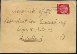 Bendzin (Oberschles.)/ ALebenstedt (Salzgitter) 1939 Viol. Ra.2 = PSt.II A. EF 12 Pf. Hindenbg. , Seltener Fern-Brief (m - Other & Unclassified