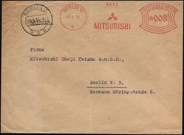 BERLIN W/ 9/ MITSUBISHI 1929 (25.7.) Seltener AFS-Typ 008 Pf. (Mitsubishi-Logo) = Japan. Automobil- U. Rüstungs-Konzern! - Sonstige & Ohne Zuordnung