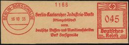 BERLIN-BORSIGWALDE/ Berlin-Karlsruher Jndustrie-Werke/ AG/ Vorm./ Deutsche Waffen- U.Munitions-fabriken.. 1935 (16.10.)  - Altri & Non Classificati