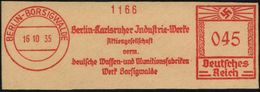 BERLIN-BORSIGWALDE/ Berlin-Karlsruher Jndustrie-Werke/ AG/ Vorm./ Deutsche Waffen- U.Munitions-fabriken.. 1935 (16.10.)  - Sonstige & Ohne Zuordnung