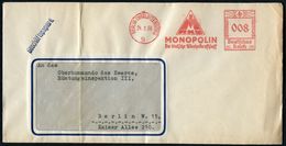 BERLIN-CHARLOTTENBURG/ 9/ RKS/ MONOPOLIN/ Der Deutsche Alkoholkraftstoff 1935 (27.8.) AFS = Autarkie-Bestrebungen Durch  - Other & Unclassified