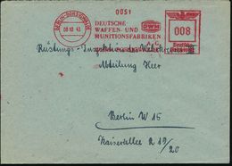 BERLIN-BORSIGWALDE/ DEUTSCHE/ WAFFEN-U./ MUNITIONSFABRIKEN/ AG/ WERK BORSIGWALDE 1943 (8.10.) Seltener AFS (Monogr.-Logo - Sonstige & Ohne Zuordnung