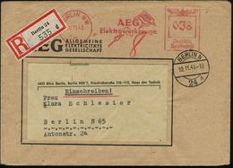 BERLIN NW/ 7/ AEG/ Elektrowerkzeuge 1943 (10.11.) AFS 038 Pf. = Elektr. Hand-Bohrmaschine + RZ: Berlin 24/d, Orts-R-Bf.  - Andere & Zonder Classificatie