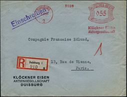 DUISBURG/ 2/ Klöckner Eisen/ AG 1933 (15.9.) AFS 055 Pf. + RZ: Duisburg 1 , Firmen-Bf.: KLÖCKNER EISEN AG = Hersteller L - Andere & Zonder Classificatie