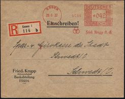 ESSEN/ 1/ Fried. Krupp A.-G. 1933 (28.6.) AFS 042 Pf. (Logo = 3 Ringe) + RZ: Essen 1/b , Firmen-Bf.: Fried. Krupp AG Ban - Autres & Non Classés