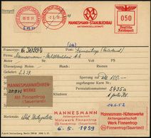 FINNENTROP (SAUERLAND)/ MW/ MANNESMANN-STAHLBLECHBAU/ AG 1939 (2.3.) AFS 050 Pf. Francotyp-Archiv-muster "Reichsadler" ( - Sonstige & Ohne Zuordnung