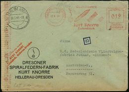 HELLERAU (BZ DRESDEN) 1/ Qualitätsware/ Kurt Knorre/ Federnfabrik 1944 (9.9.) AFS 012 Pf. = Diverse Flugzeug- U. Kfz.-Fe - Sonstige & Ohne Zuordnung