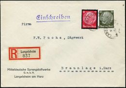 LANGELSHEIM 1935 (4.4.) Kleiner 1K 2x Auf Firmen-Bf.: Mitteldeutsche Sprengstoffwerke GmbH + RZ: Langelsheim, Inl.-R-Bf. - Andere & Zonder Classificatie