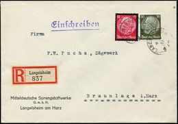 LANGELSHEIM 1935 (4.4.) Kleiner 1K 2x Auf Firmen-Bf.: Mitteldeutsche Sprengstoffwerke GmbH + RZ: Langelsheim, Inl.-R-Bf. - Altri & Non Classificati