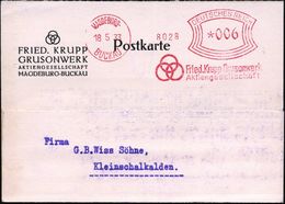 MAGDEBURG-/ BUCKAU/ Friedr.Krupp Grusonwerk/ AG 1934 (24.5.) AFS (Firmen-Logo: 3 Ringe) Motivgl. Firmenkt., Gruson-Paten - Altri & Non Classificati