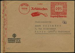 MEHLEM/ Kohlebürsten/ Ringsdorff-Werke KG. 1943 (19.6.) AFS 025 Pf. (Kohlebürste) Auf Firmen-Bf. + 2K: MEHLEM + Roter OK - Andere & Zonder Classificatie