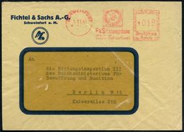 SCHWEINFURT/ F&S Erzeugnisse/ Sind In Der/ Ganzen Welt Berühmt! 1941 (Nov.) AFS (Firmenlogo) Motivähnl. Firmen-Bf.: Fich - Sonstige & Ohne Zuordnung