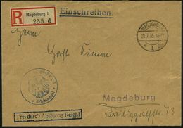 MAGDEBURG/ *1/ Gg 1936 (28.7.) 1K-Steg + Blauer 1K-HdN: Wehrmeldeamt Magdeburg 3 = Noch Weimarer Adler (teils Undeutl.)  - Altri & Non Classificati