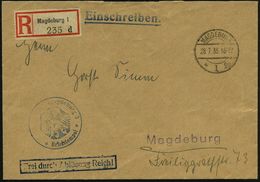 MAGDEBURG/ *1/ Gg 1936 (28.7.) 1K-Steg + Blauer 1K-HdN: Wehrmeldeamt Magdeburg 3 = Noch Weimarer Adler (teils Undeutl.)  - Other & Unclassified