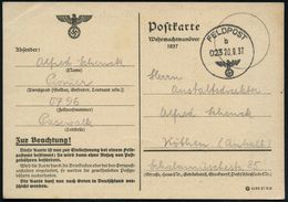 DEUTSCHES REICH 1937 (20.9.) 1K: FELDPOST/b/023 + Hs. Feldpost-Nr. 0796, Leitstelle "Pasewalk" (vierstellig) Offiz. Feld - Andere & Zonder Classificatie