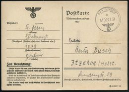 DEUTSCHES REICH 1937 (24.9.) 1K: FELDPOST/b/410 + Hs. Feldpostnr. 1079, Leitstelle Güstrow (vierstellig) Offiz. Feldpost - Andere & Zonder Classificatie