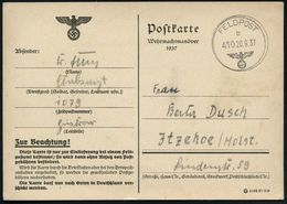 DEUTSCHES REICH 1937 (24.9.) 1K: FELDPOST/b/410 + Hs. Feldpostnr. 1079, Leitstelle Güstrow (vierstellig) Offiz. Feldpost - Sonstige & Ohne Zuordnung