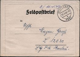 STUTTGART/ A/  P S S T 1943 (29.3.) Seltener 2K-Steg = Feldpost-Sammelstelle , Klar Gest. Feldpost-Faltbf. Mit Inhalt An - Guerre Mondiale (Seconde)