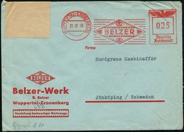 WUPPERTAL-CRONENBERG/ BELZER 1939 (21.12.) AFS 025 Pf. (Logo) Rs. OKW-Zensurstreifen "Geprüft", Noch  O H N E  Prüf-stem - Guerre Mondiale (Seconde)